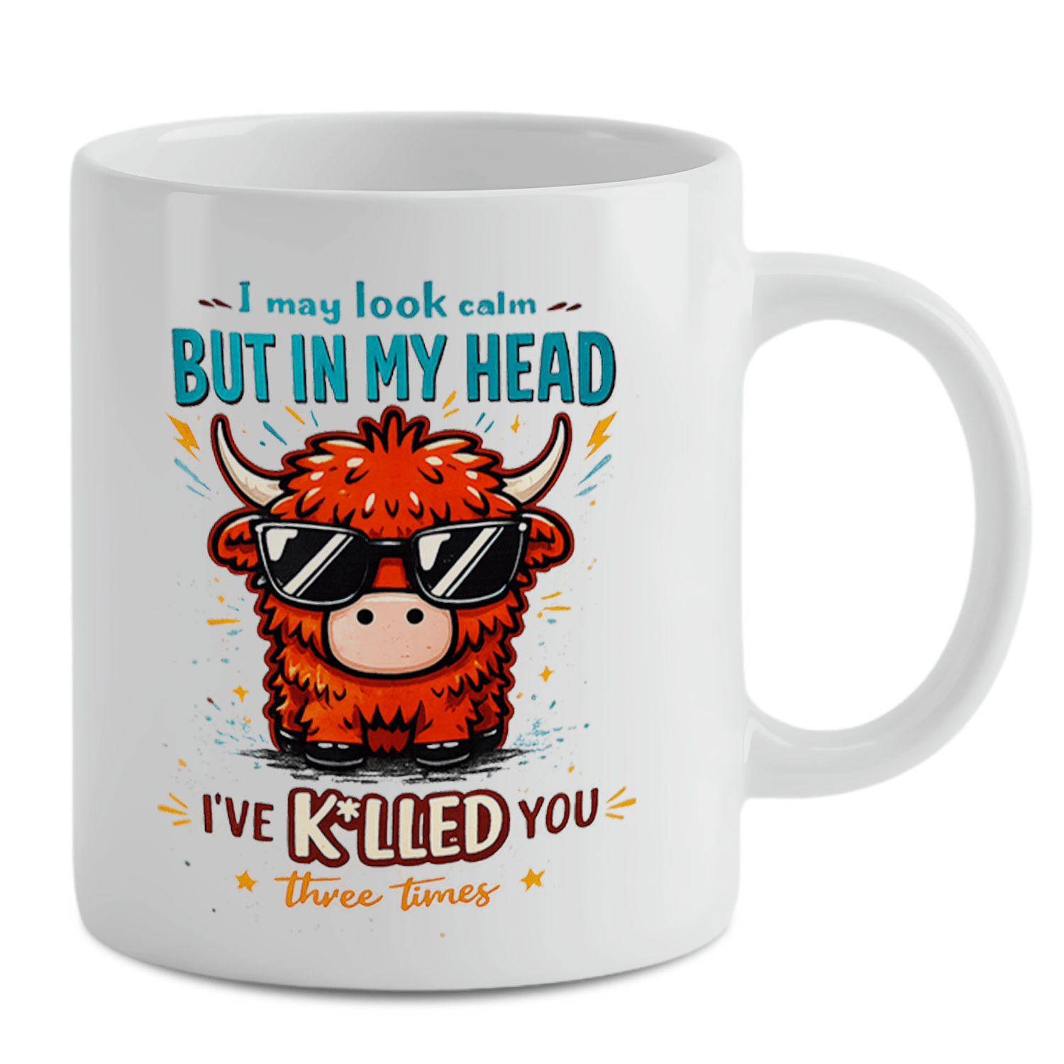 Coffee And Tea Quotes Funny - كوب قهوة بتصميم مضحك لبقرة هايلاند