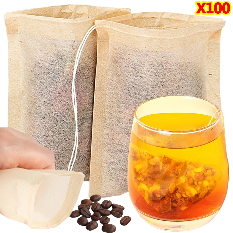 Coffee Tea And Bean Leaf - 100 قطعة أكياس الشاي مع فلتر
