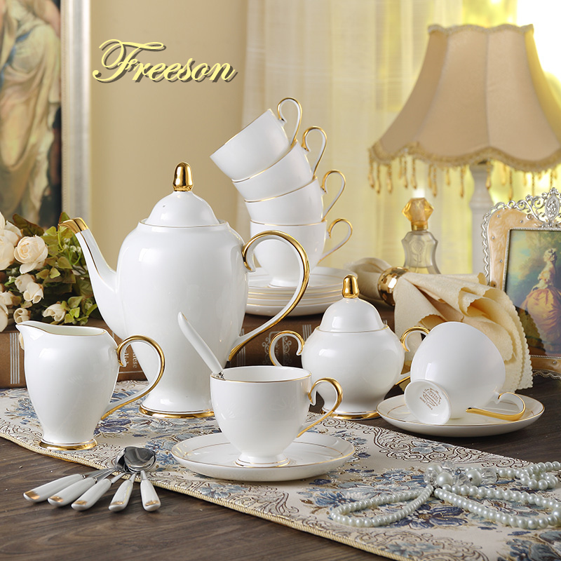 Tea Coffee Pot Set - نعمة العظام الصين طقم القهوة الذهب