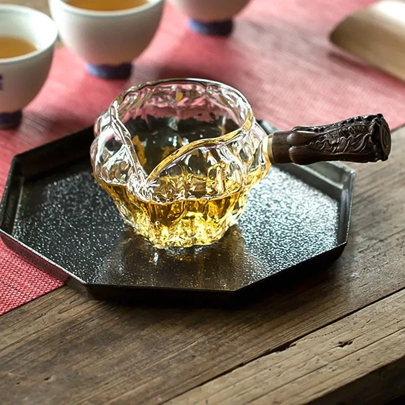 Coffee Tea Decanter - إبريق تقديم الشاي الزجاجي، مقبض خشبي،