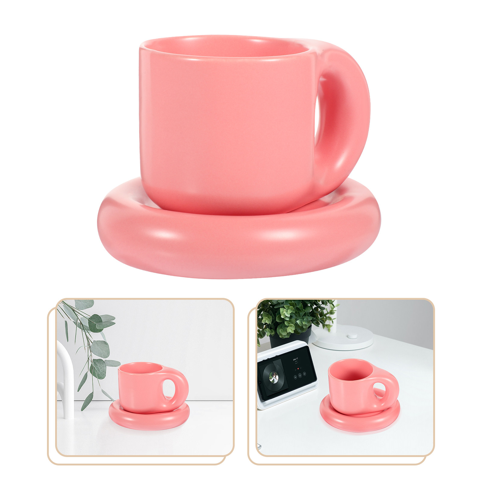 Coffee Tea Uses - طقم فناجين قهوة سيراميك مع صحون