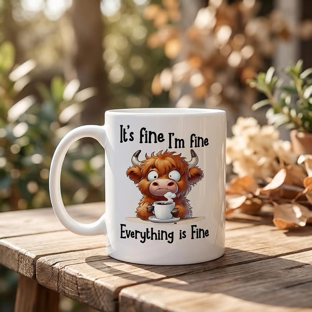 Coffee And Tea Quotes Funny - كوب قهوة بتصميم بقرة هايلاند الاسكتلندية