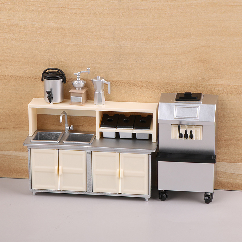 Coffee Tea Machine For Home - 1:12 دمية صغيرة الحليب الشاي مخزن