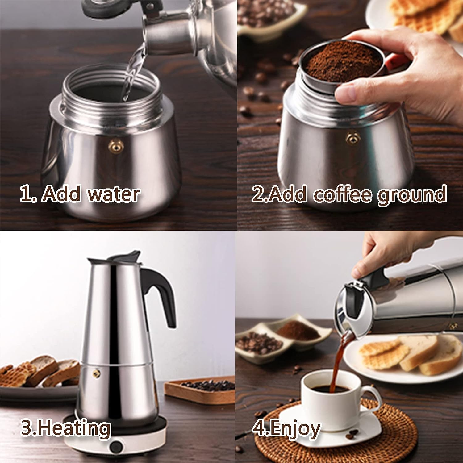 4/أكواب-ماكينة صنع قهوة موكا - مراجعة Coffee Tea Espresso وسعره