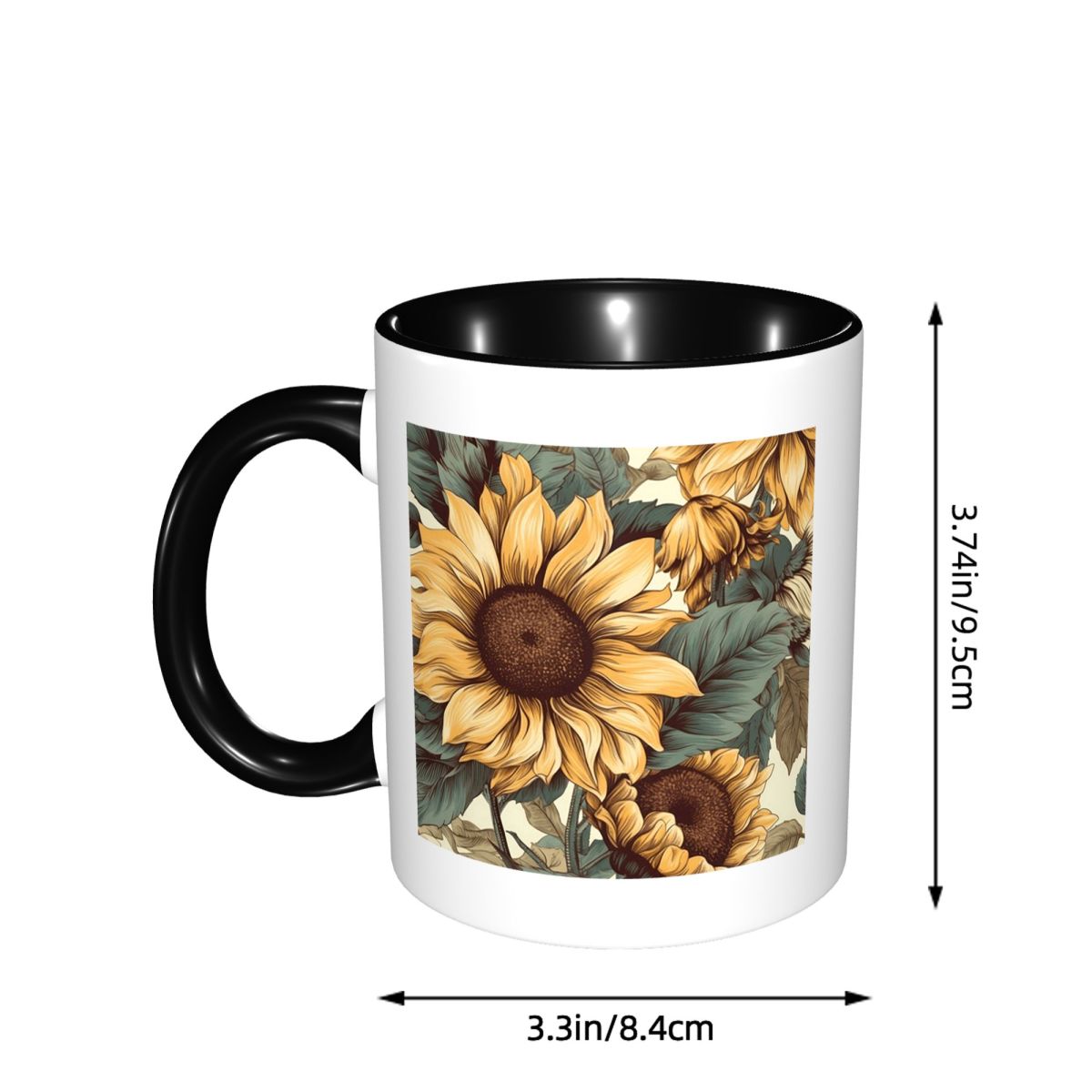 كوب سيراميك بتصميم عباد الشمس  - مراجعة Coffee Tea Drawing وسعره