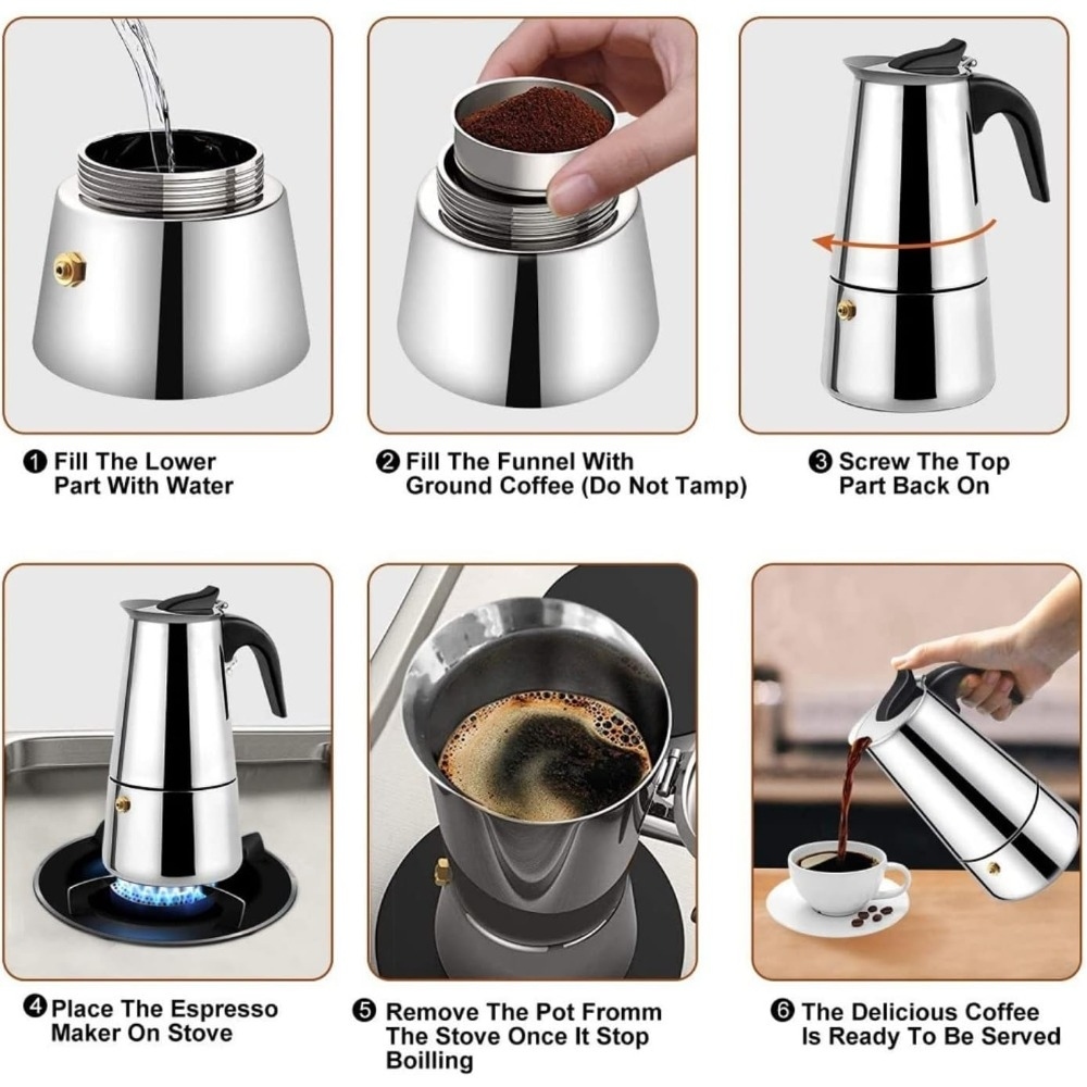 أواني قهوة موكا من الفولاذ الم - مراجعة Coffee Tea Espresso وسعره