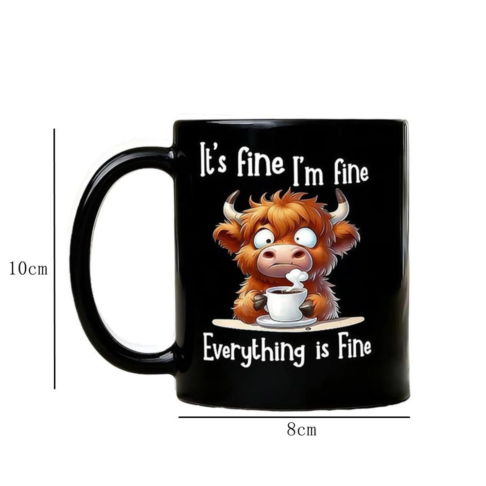 كوب قهوة بتصميم بقرة هايلاند ا - مراجعة Coffee And Tea Quotes Funny وسعره