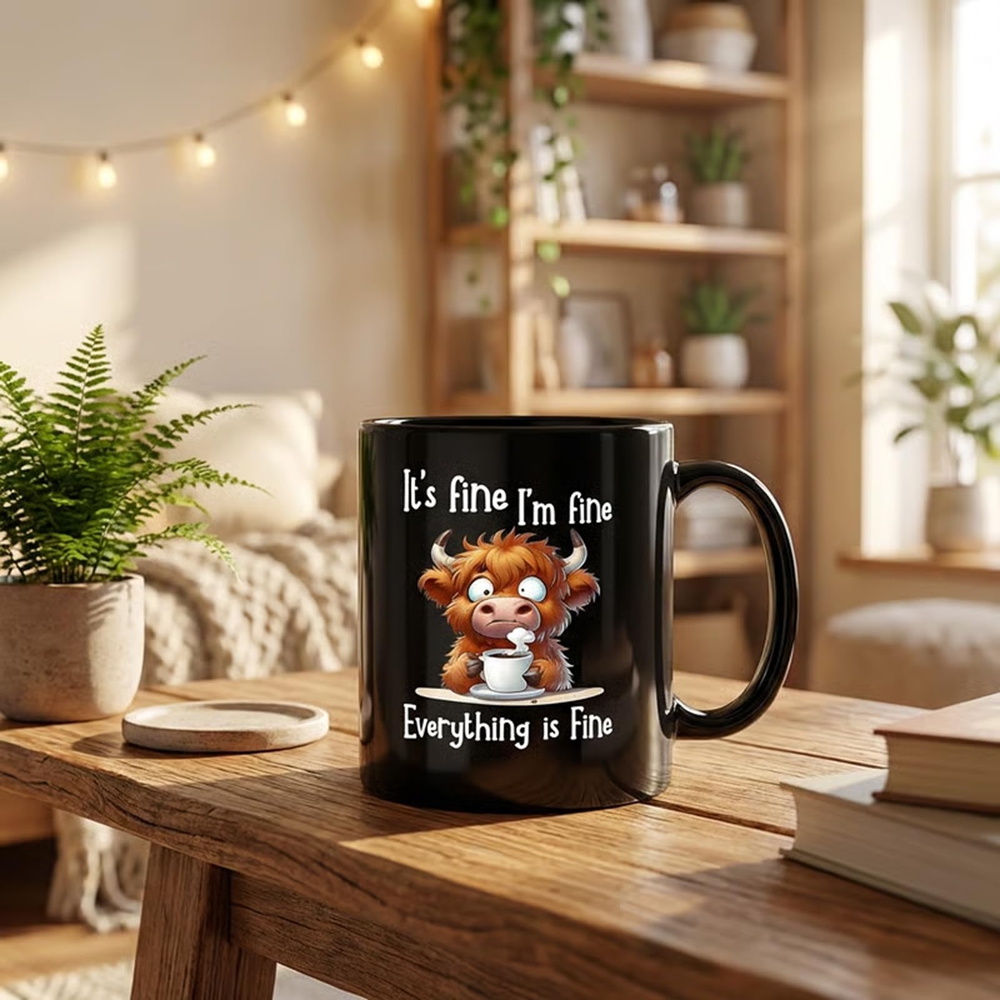 كوب قهوة بتصميم بقرة هايلاند ا - مراجعة Coffee And Tea Quotes Funny وسعره